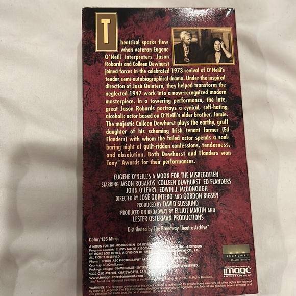 Eugene O'Neill's A Moon for the Misbegotten (Broadway Theatre Archive) VHS - Picture 3 of 6